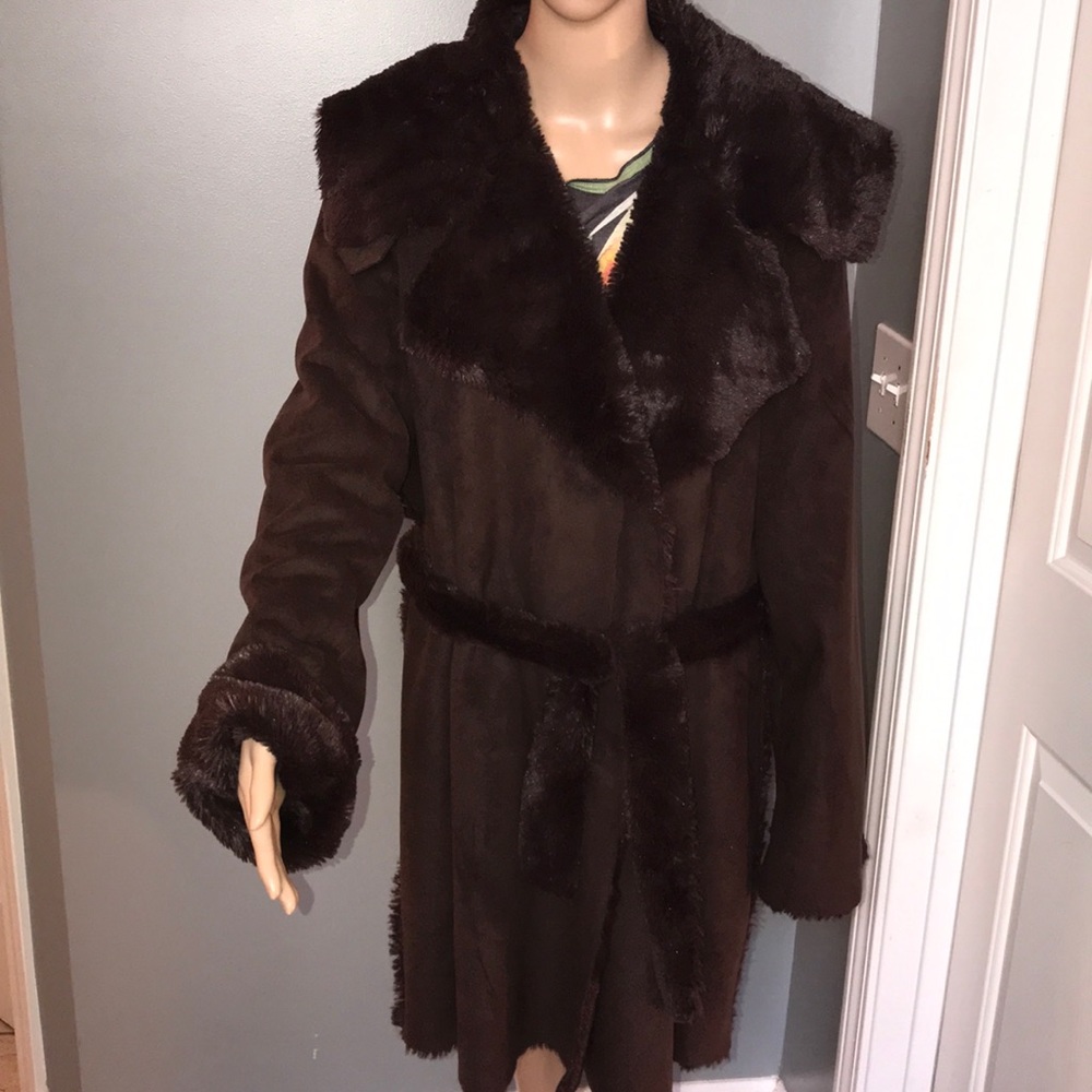 Calvin Klein Luxe Faux Fur/Shearling coat XL